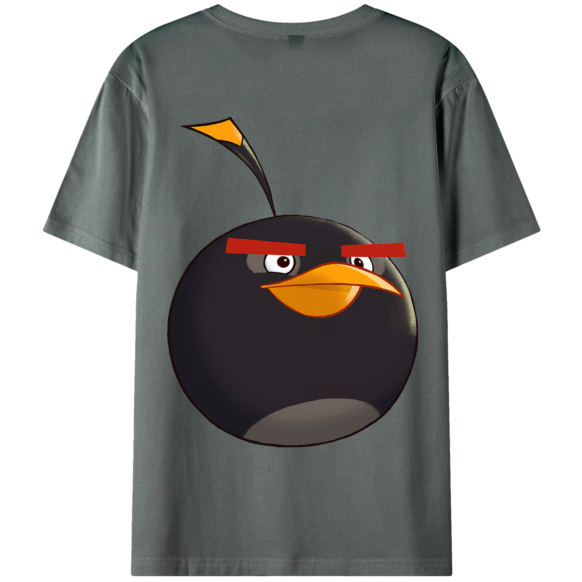 （画像用） Angry Birds アングリーバード 綿100％ メンズ半袖Tシャツ（バックプリント） 通気性